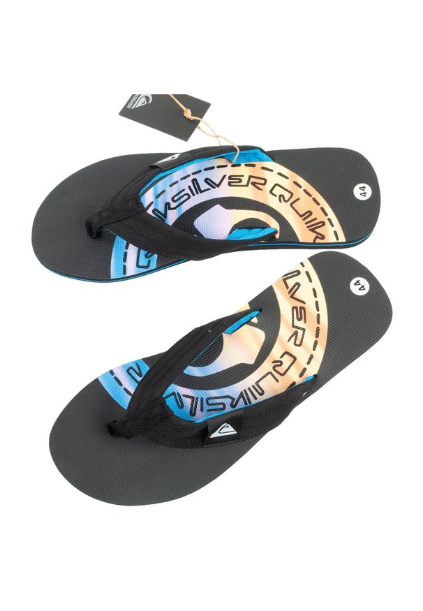 Klapki japonki męskie Quiksilver Molokai. Okazja: na plażę. Kolor: czarny, wielokolorowy. Styl: sportowy