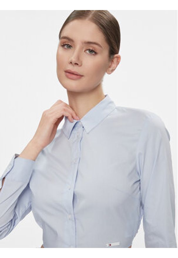 Tommy Jeans Koszula DW0DW17344 Błękitny Slim Fit. Kolor: niebieski. Materiał: bawełna, syntetyk