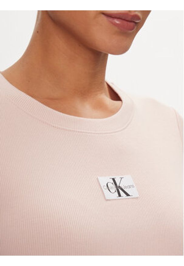 Calvin Klein Jeans T-Shirt J20J223358 Różowy Slim Fit. Kolor: różowy. Materiał: bawełna