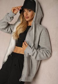 Renee - Szara Klasyczna Bluza z Kapturem i Sznurkami Ballata. Okazja: na co dzień. Typ kołnierza: kaptur. Kolor: szary. Materiał: jeans, materiał. Długość rękawa: długi rękaw. Długość: długie. Styl: klasyczny