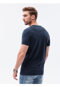 Ombre Clothing - T-shirt męski z nadrukiem S1434 V-25D - granatowy - XXL. Kolor: niebieski. Materiał: bawełna. Wzór: nadruk. Styl: klasyczny