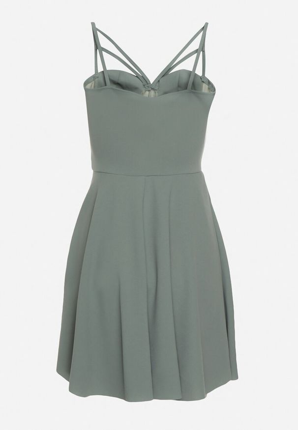 Born2be - Miętowa Rozkloszowana Gorsetowa Sukienka na Ramiączkach z Usztywnianymi Miseczkami Brindia. Okazja: na imprezę, na co dzień. Typ kołnierza: dekolt gorset. Kolor: miętowy. Materiał: jeans. Długość rękawa: na ramiączkach. Sezon: lato. Typ sukienki: gorsetowe. Styl: casual, klasyczny, wizytowy