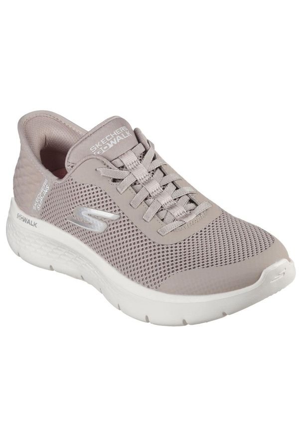 skechers - Damskie GO WALK FLEX GRAND ENTRY Slip-On Taupe. Zapięcie: bez zapięcia. Kolor: brązowy. Materiał: materiał