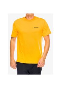 Koszulka bawełniana męska Marmot Crayon M Dot Tee. Kolor: żółty. Materiał: bawełna