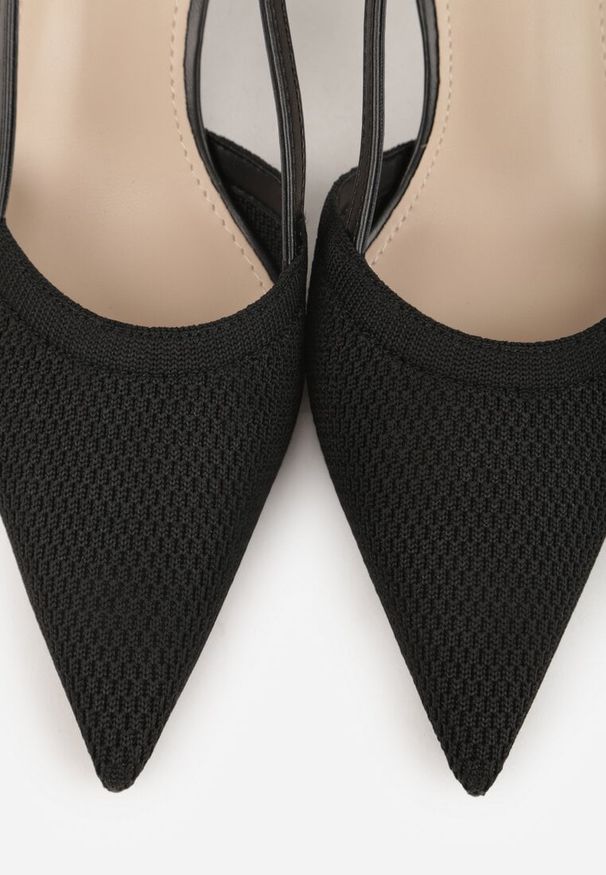 Renee - Czarne Ażurowe Sandały na Szpilce Typu Slingback Pavidia. Zapięcie: sprzączka. Kolor: czarny. Materiał: koronka. Wzór: ażurowy. Obcas: na szpilce