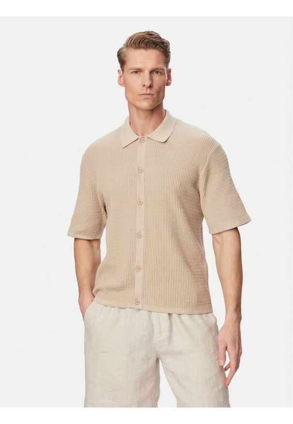 Jack & Jones Koszula Montauk 12293584 Beżowy jasny Relaxed Fit. Kolor: beżowy. Materiał: bawełna