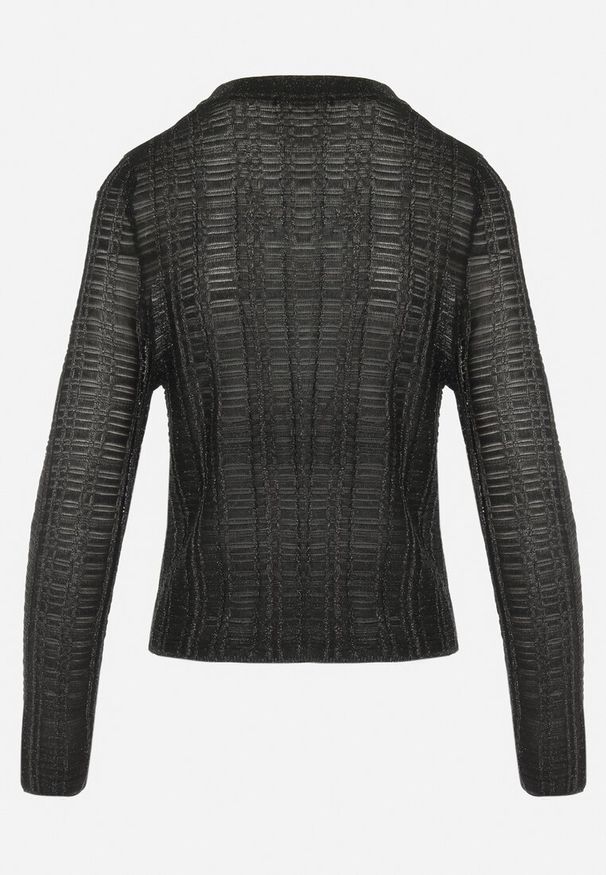 Born2be - Czarny Kardigan Zapinany Na Guziki z Metaliczną Nitką Stamana. Kolor: czarny