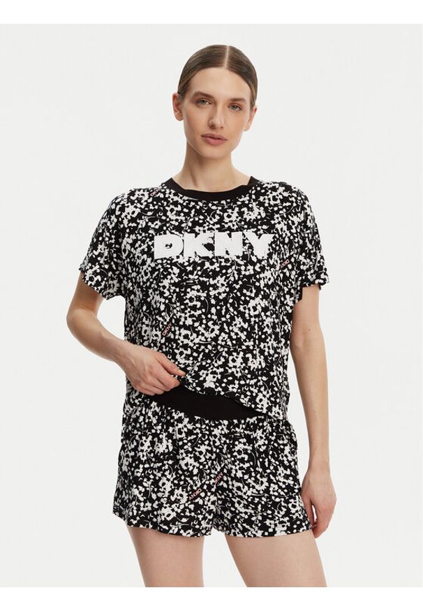 DKNY Piżama YI80044 Czarny Regular Fit. Kolor: czarny. Materiał: wiskoza