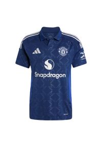 Adidas - Koszulka Manchester United 24/25 Away. Kolor: niebieski. Materiał: materiał