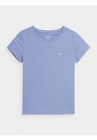 4f - T-shirt gładki dziewczęcy. Kolor: niebieski. Materiał: bawełna. Wzór: gładki #1