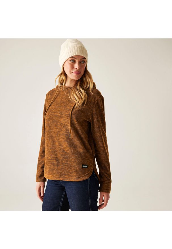 Regatta - Bluza damska z kapturem Mayse. Typ kołnierza: kaptur. Kolor: brązowy, beżowy, wielokolorowy. Materiał: dzianina, bawełna, polar. Wzór: melanż. Sport: turystyka piesza