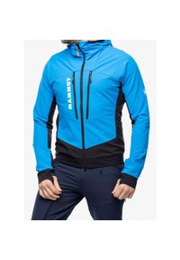 Kurtka softshell męska Mammut Aenergy SO Hybrid Hooded Jacket. Kolor: niebieski. Materiał: softshell