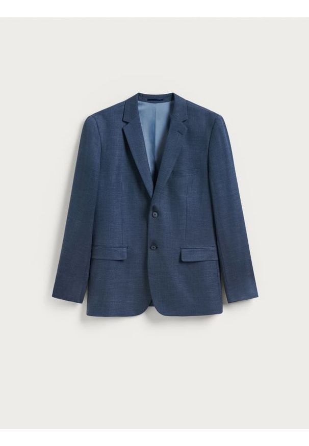 Reserved - Marynarka slim fit z wiskozą - niebieski. Kolor: niebieski. Materiał: wiskoza