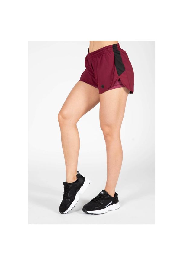 GORILLA WEAR - Spodenki fitness damskie Gorilla Wear Salina 2 in 1 Shorts. Kolor: wielokolorowy, czerwony, brązowy. Długość: krótkie. Sport: fitness