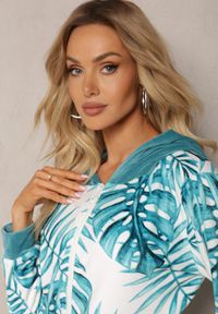 Renee - Miętowy Welurowy Komplet Dresowy z Wzorzystą Bluzą z Kapturem i Joggerami Rouviana. Kolor: miętowy. Materiał: dresówka, welur #5