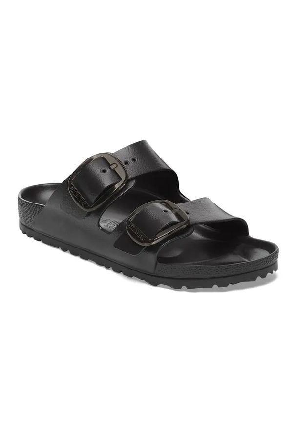 Birkenstock - BIRKENSTOCK Arizona Big Buckle EVA Black Klapki damskie. Okazja: na spacer, na co dzień, na plażę. Kolor: czarny. Materiał: materiał. Wzór: jednolity, motyw zwierzęcy. Sezon: lato. Styl: elegancki, casual
