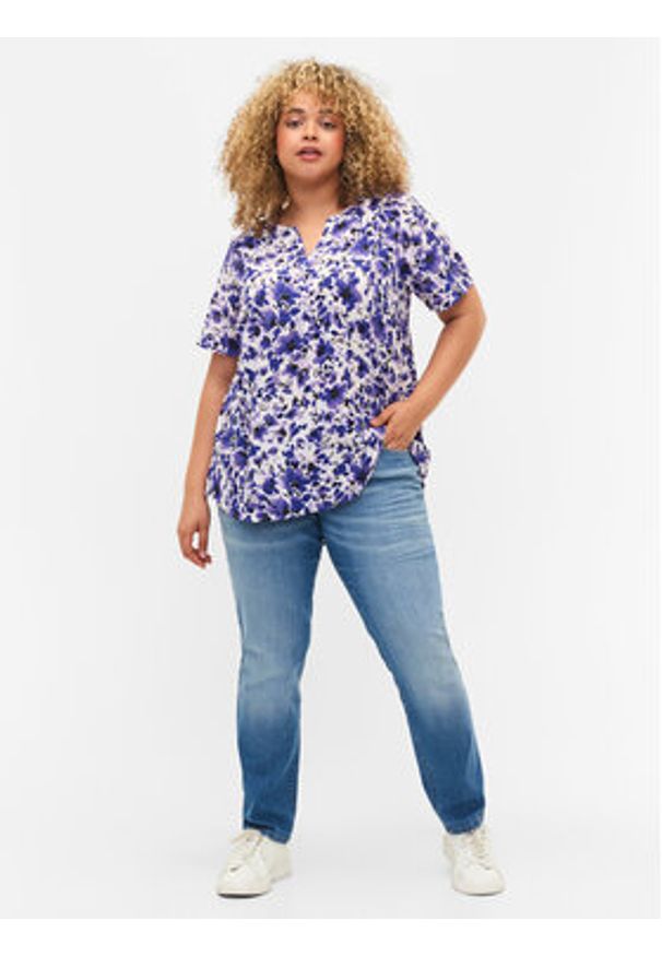 Zizzi Bluzka CA02310O Fioletowy Regular Fit. Kolor: fioletowy. Materiał: syntetyk