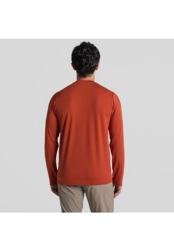 CRAGHOPPERS - Longsleeve męskie Craghoppers NosiLife Abel LS T-Shirt. Kolor: czerwony. Długość rękawa: długi rękaw. Sport: turystyka piesza