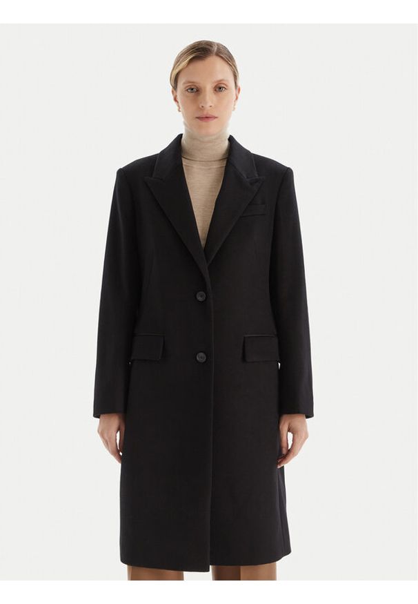 BOSS Płaszcz wełniany Classin 50548371 Czarny Regular Fit. Kolor: czarny. Materiał: wełna