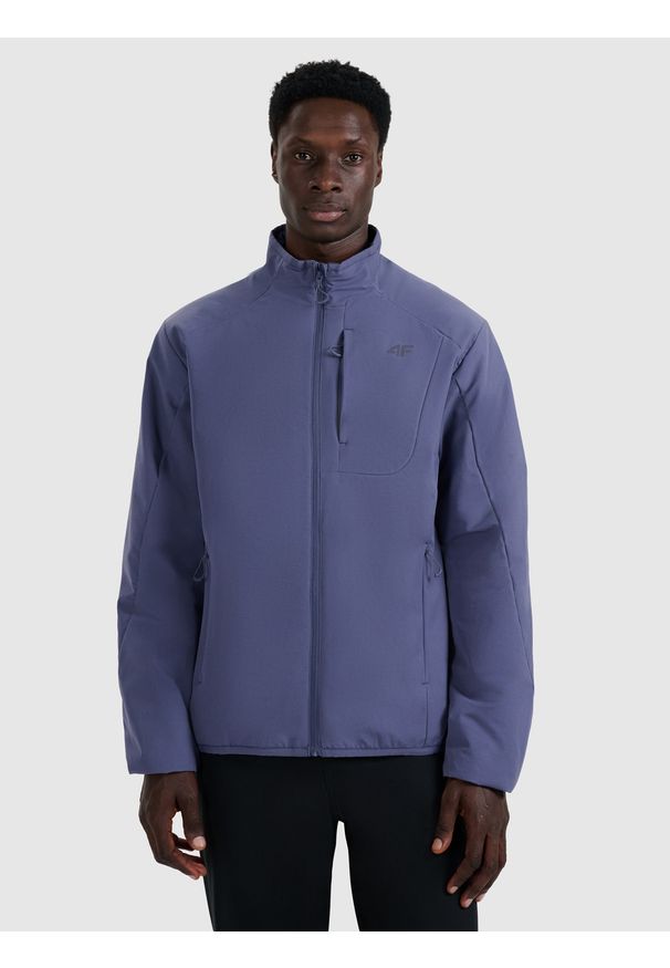 4f - 4F Kurtka puchowa trekkingowa z wypełnieniem syntetycznym męska - granatowa XL. Typ kołnierza: kołnierzyk stójkowy. Kolor: niebieski. Materiał: puch, syntetyk. Technologia: Primaloft. Wzór: gładki. Sport: wspinaczka, turystyka piesza