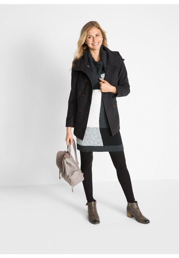 bonprix - Sukienka dzianinowa, dł. do kolan. Kolor: szary. Materiał: dzianina. Długość rękawa: długi rękaw. Długość: midi