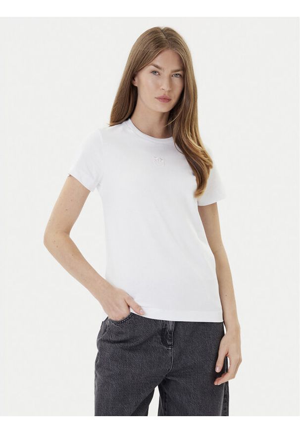 Pinko - PINKO T-Shirt Bussolotto 100355 A2RD Biały Regular Fit. Kolor: biały. Materiał: bawełna