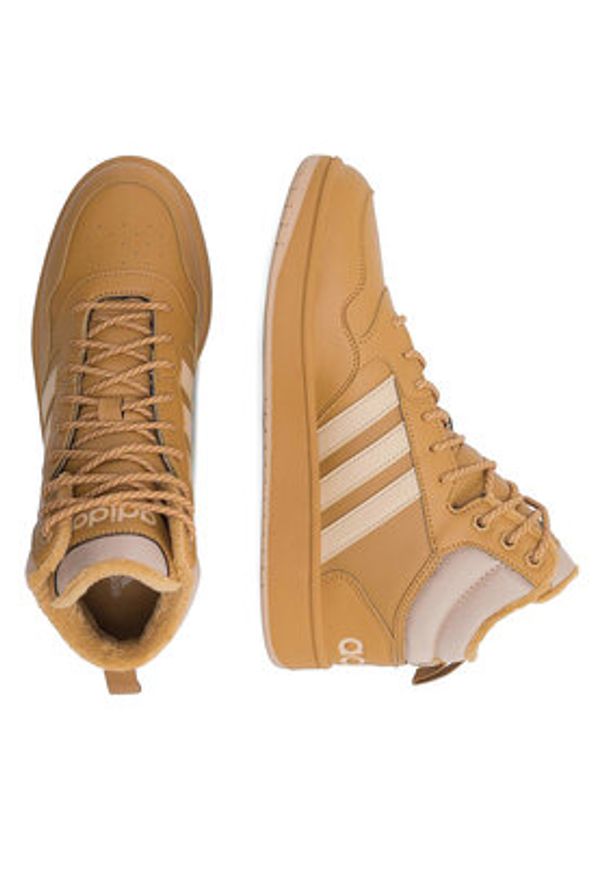 Adidas - adidas Sneakersy HOOPS 3.0 MID WINTER IF2636 Beżowy. Kolor: beżowy. Materiał: skóra