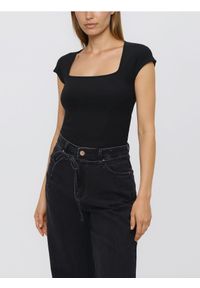 Reserved - T-shirt z wiskozą - czarny. Kolor: czarny. Materiał: wiskoza #1