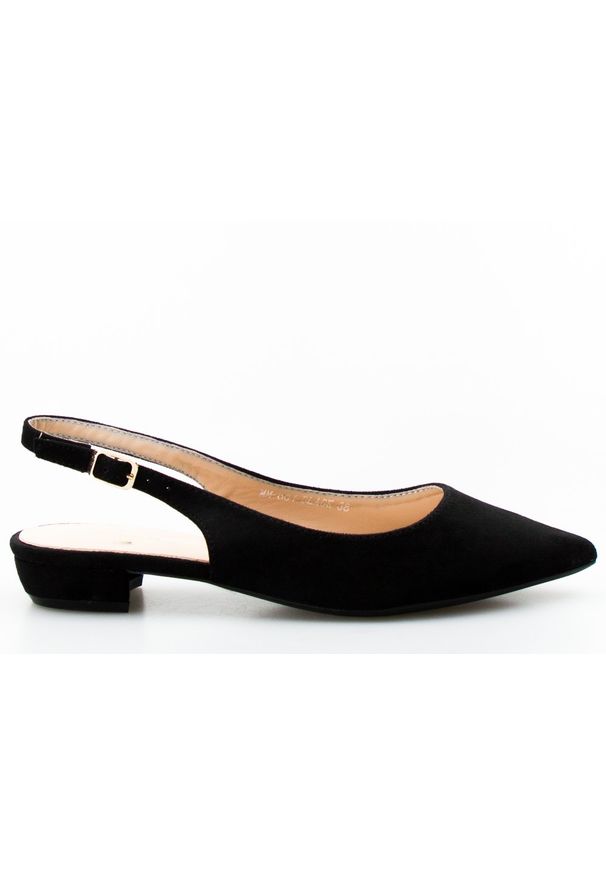 Inna - Baleriny sandały open heel zamszowe czarne. Kolor: czarny. Materiał: zamsz. Styl: elegancki