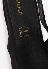 Born2be - Czarne Sandały Vices na Stożkowym Obcasie ze Skórzaną Wkładką i Odkrytą Piętą Selandra. Kolor: czarny. Materiał: skóra. Sezon: lato. Obcas: na obcasie. Wysokość obcasa: średni #5