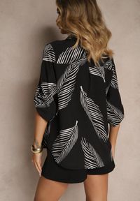 Renee - Czarna Koszula z Bawełną i Motywem Liści Lumireline. Okazja: na co dzień. Kolor: czarny. Materiał: bawełna. Styl: elegancki, casual #4