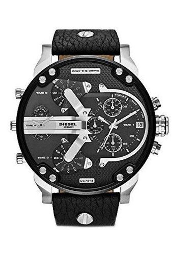 Diesel - Zegarek DZ7313. Rodzaj zegarka: cyfrowe. Kolor: czarny. Materiał: skóra, materiał