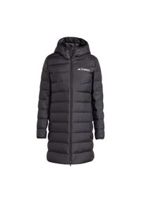 Adidas - Parka Terrex Multi Light Down Hooded 2.0. Kolor: czarny. Materiał: puch. Technologia: ClimaWarm (Adidas). Sport: turystyka piesza