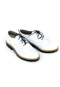 Zapato - półbuty - skóra naturalna - model 258 - kolor biały (41). Nosek buta: okrągły. Zapięcie: sznurówki. Kolor: biały. Materiał: skóra. Wzór: kolorowy. Sezon: lato. Obcas: na obcasie. Styl: klasyczny, elegancki. Wysokość obcasa: niski #2