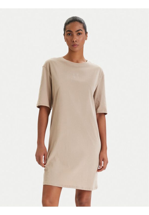 Armani Exchange Sukienka codzienna XW000825 AF10356 U6223 Beżowy Regular Fit. Okazja: na co dzień. Kolor: beżowy. Materiał: bawełna. Typ sukienki: proste. Styl: casual