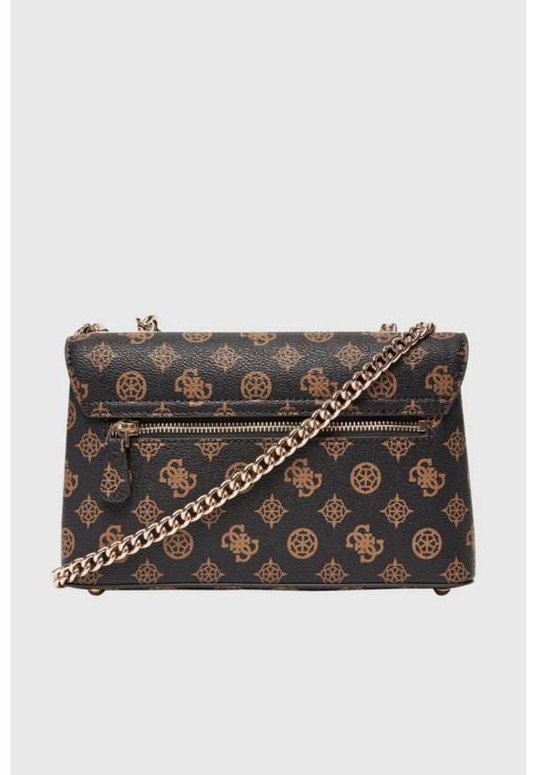 Guess - GUESS Brązowa kopertówka damska Calista. Kolor: brązowy. Materiał: skórzane