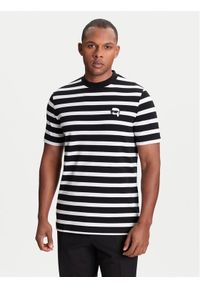Karl Lagerfeld - KARL LAGERFELD T-Shirt 755022 553231 Czarny Regular Fit. Typ kołnierza: dekolt w karo. Kolor: czarny. Materiał: bawełna