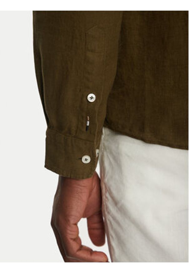 BOSS Koszula 50520283 Zielony Slim Fit. Kolor: zielony. Materiał: len