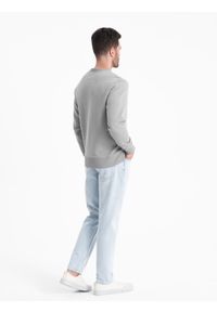 Ombre Clothing - Bluza męska dresowa BASIC z okrągłym dekoltem - szara V8 OM-SSBN-0175 - XXL. Kolor: szary. Materiał: dresówka #4