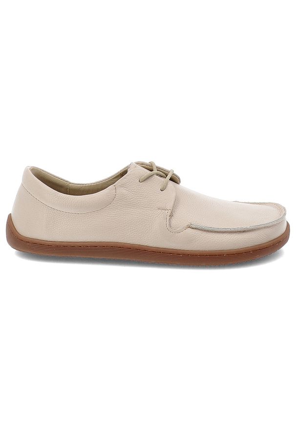 Beżowe Półbuty Armodo Skórzane Obuwie Damskie Barefoot. Okazja: na co dzień. Kolor: beżowy. Materiał: skóra. Wzór: grochy. Styl: casual, elegancki
