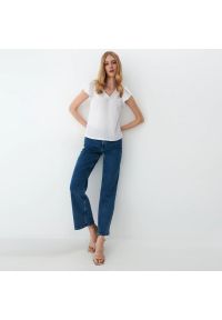 Mohito - Wiskozowa bluzka z falbanką - Biały. Kolor: biały. Materiał: wiskoza #1