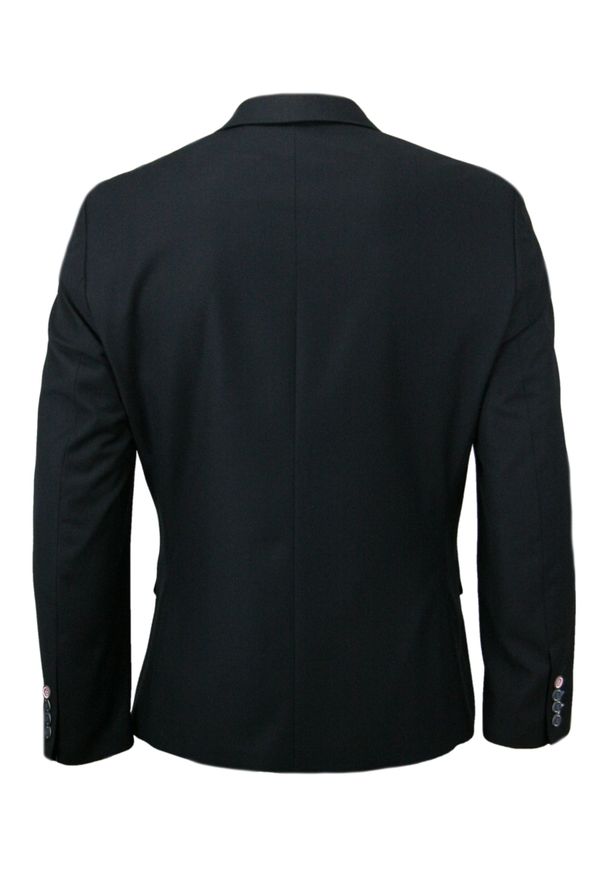 Granatowa Marynarka, Taliowana, 2 Guziki, 2 Rozcięcia - un SARTO, Męska. Kolor: niebieski. Materiał: materiał, wiskoza, wełna. Styl: sportowy, elegancki, wizytowy