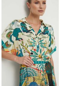 medicine - Medicine sukienka kolor multicolor midi prosta. Materiał: tkanina. Długość rękawa: krótki rękaw. Typ sukienki: proste. Długość: midi #5