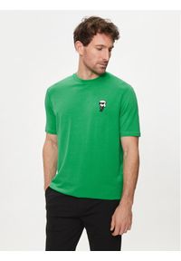 Karl Lagerfeld - KARL LAGERFELD T-Shirt 755027 542221 Zielony Regular Fit. Typ kołnierza: dekolt w karo. Kolor: zielony. Materiał: bawełna #1