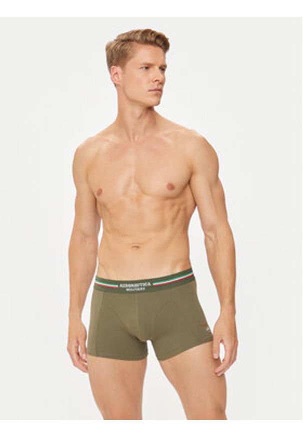 Aeronautica Militare Komplet 2 par bokserek AM1UBX001 Khaki. Kolor: brązowy. Materiał: bawełna