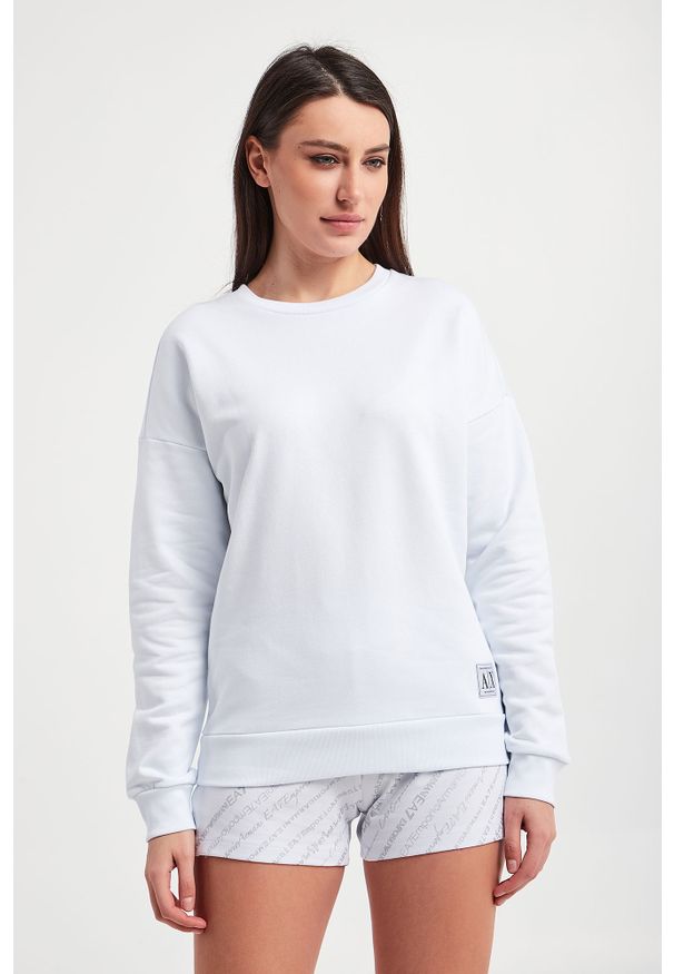 Armani Exchange - Bluza damska ARMANI EXCHANGE. Materiał: bawełna, tkanina. Długość rękawa: długi rękaw. Długość: długie. Wzór: aplikacja