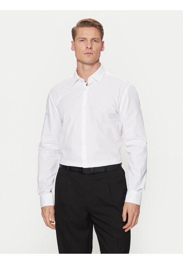 Hugo - HUGO Koszula Koey 50534124 Biały Slim Fit. Kolor: biały. Materiał: bawełna