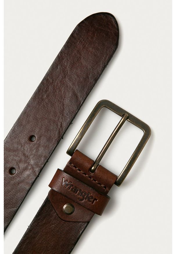 Wrangler - Pasek skórzany. Kolor: brązowy. Materiał: skóra