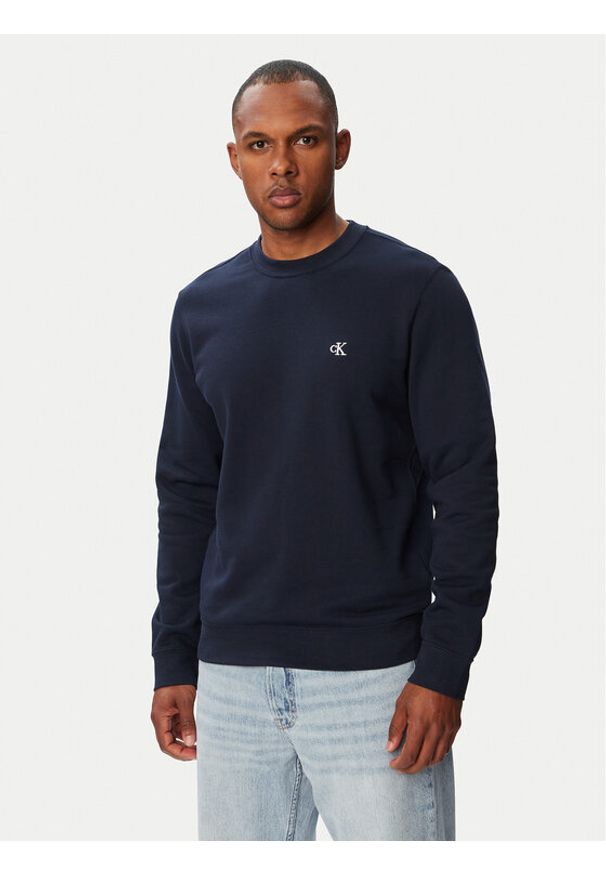 Calvin Klein Jeans Sweter 350Terry Mongrm Cn LV04RG275G Granatowy Regular Fit. Kolor: niebieski. Materiał: bawełna