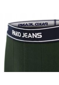 Bawełniane, Klasyczne Bokserki Męskie - Pako Jeans - Ciemnozielone. Kolor: zielony. Materiał: elastan, bawełna #4